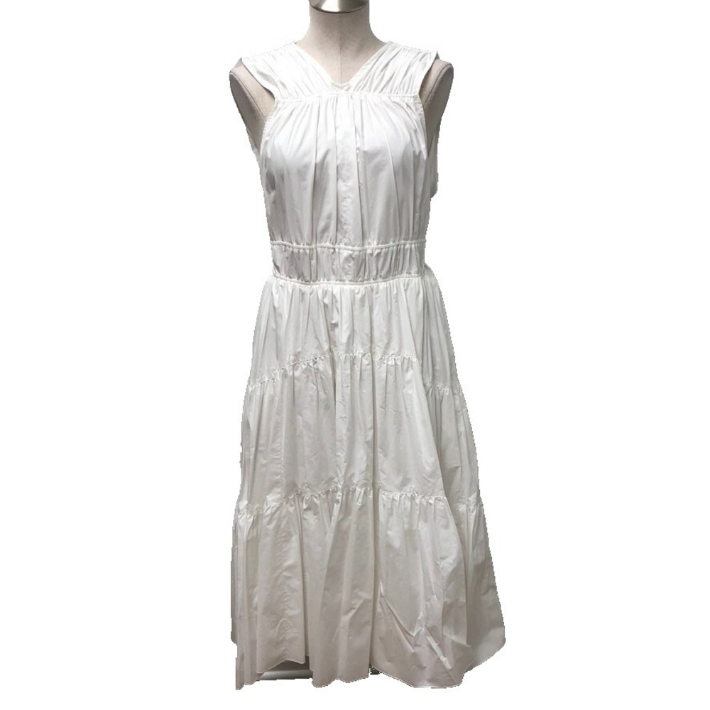 Proenza Schouler Poplin Gathered Tiered Dress Womens 12 White Luxury Bridal Boho